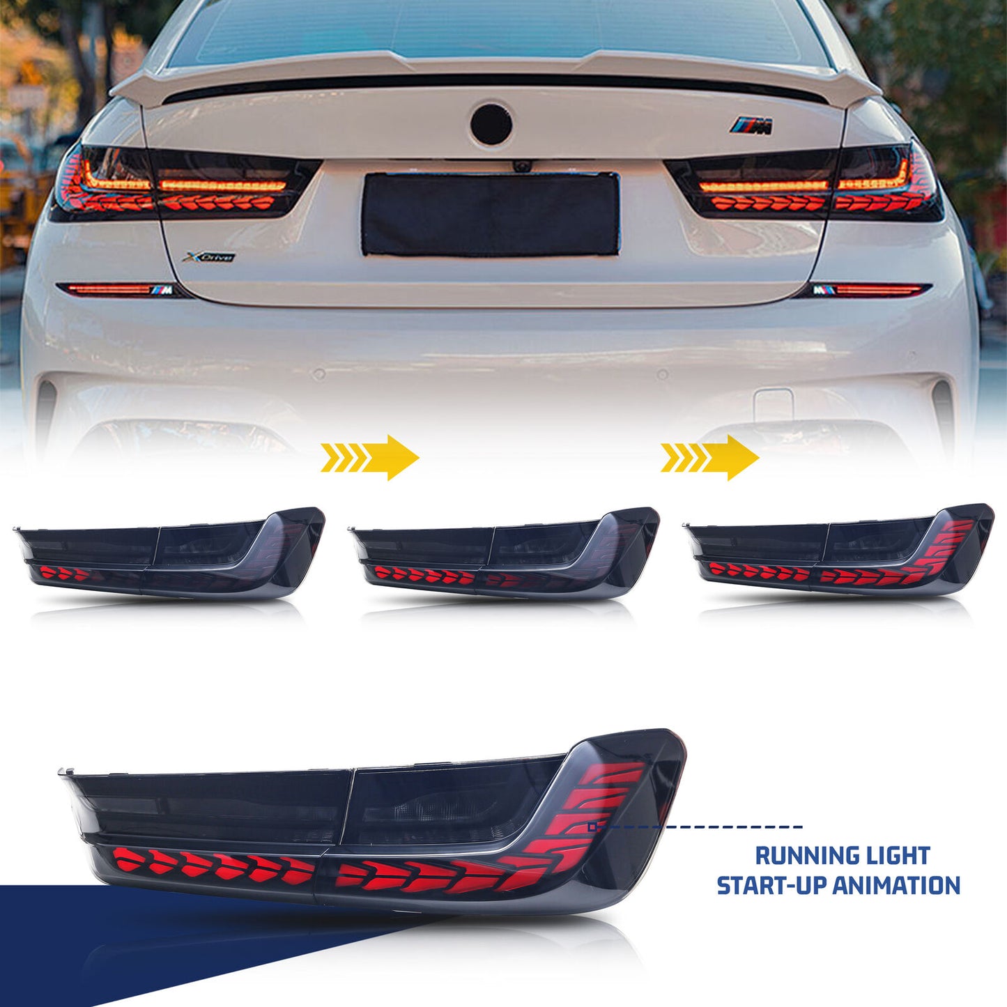 GTS Tail Lights For BMW 3 Series G20  M3 320i 325i 330i 340i 2019 2020 2021 2022 Sequential Rear Lamps