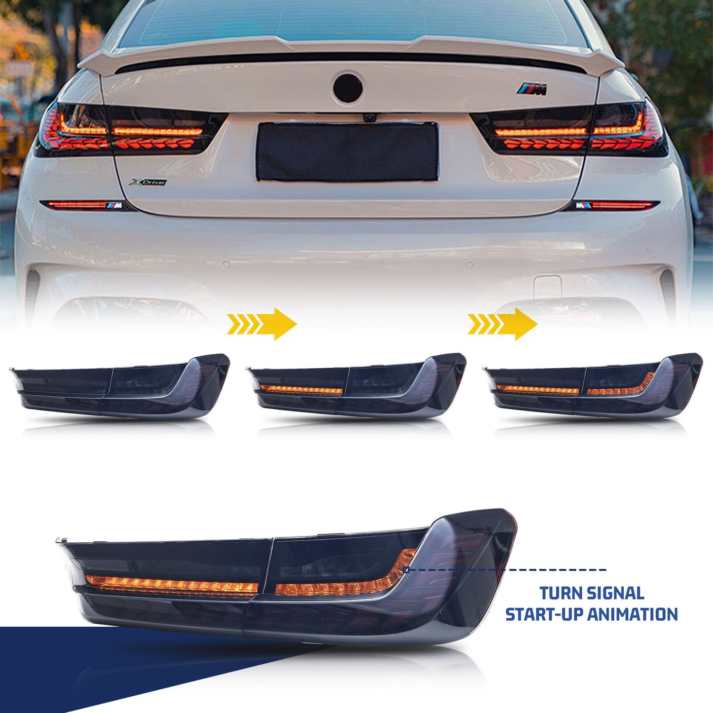 GTS Tail Lights For BMW 3 Series G20  M3 320i 325i 330i 340i 2019 2020 2021 2022 Sequential Rear Lamps