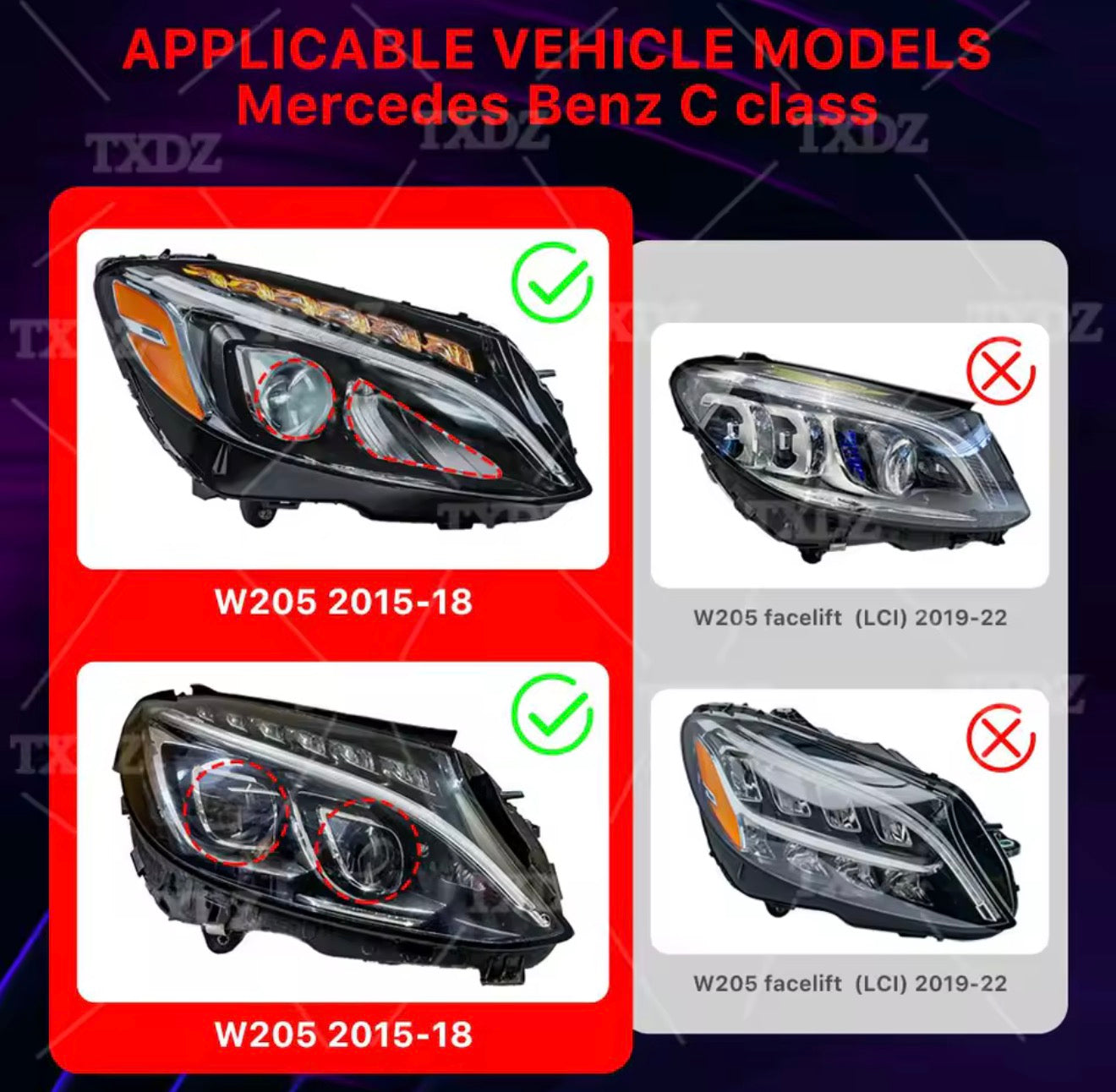 W205 2-Tone RGB Headlight DRL Upgrade