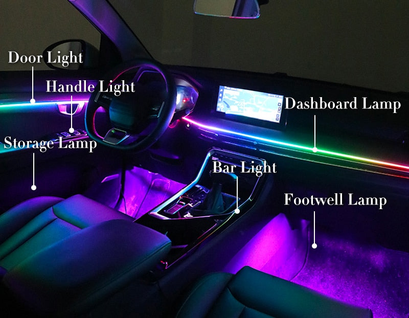 Universal Addressable RGB Ambient Lights 64 Color LED Interior Symphony Atmosphere Strip Lights