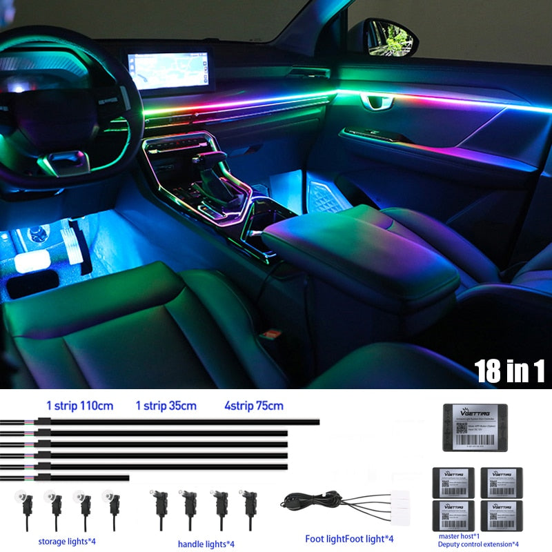 Universal Addressable RGB Ambient Lights 64 Color LED Interior Symphony Atmosphere Strip Lights