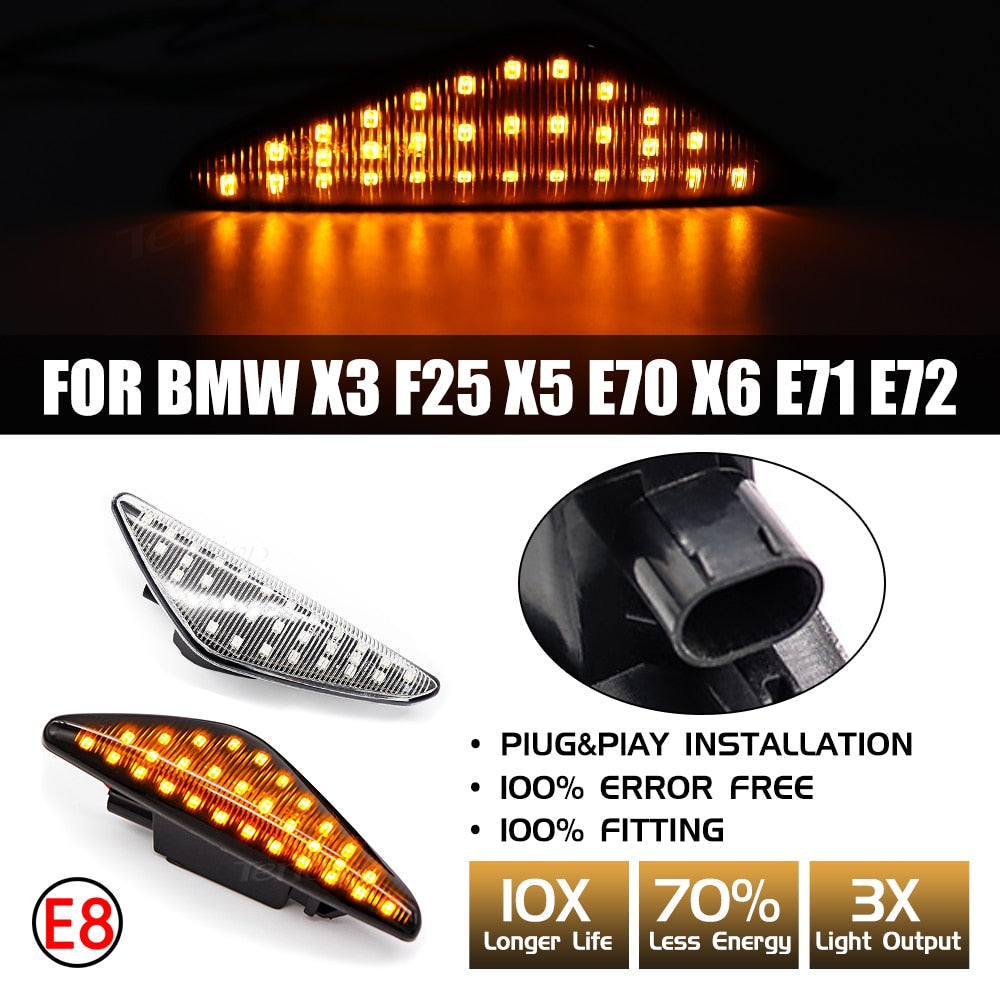 For BMW X5 E70 X6 E70 E71 2008-2014 Dynamic Blinkers LED Turn Signal Side Marker Light