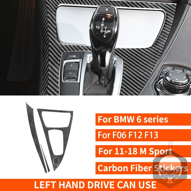 BMW 6 Series F12 F13 F06 2011-2018 Carbon Fiber Interior Overlay Gear Shift Knob Panel Cover Set Car Interior Styling Accessories