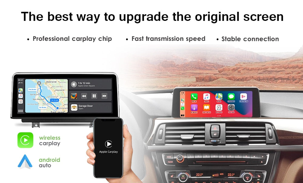 Touch Screen Wireless Apple CarPlay Android Auto Car Multimedia For BMW 3/4 Series