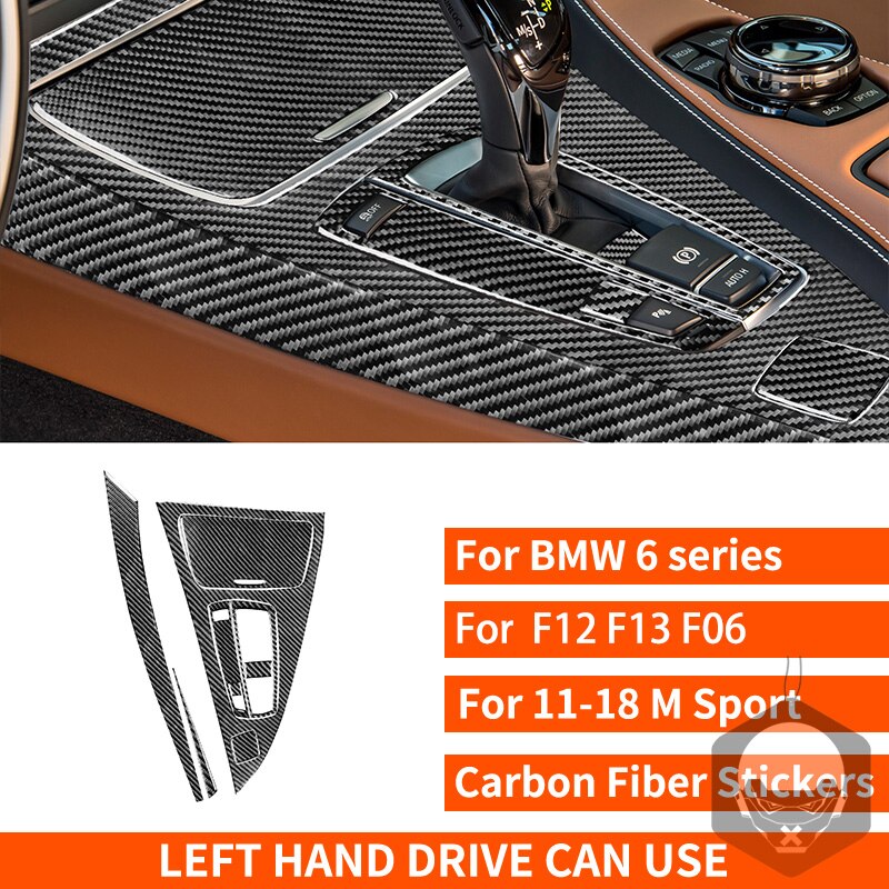 BMW 6 Series F12 F13 F06 2011-2018 Carbon Fiber Interior Overlay Gear Shift Knob Panel Cover Set Car Interior Styling Accessories