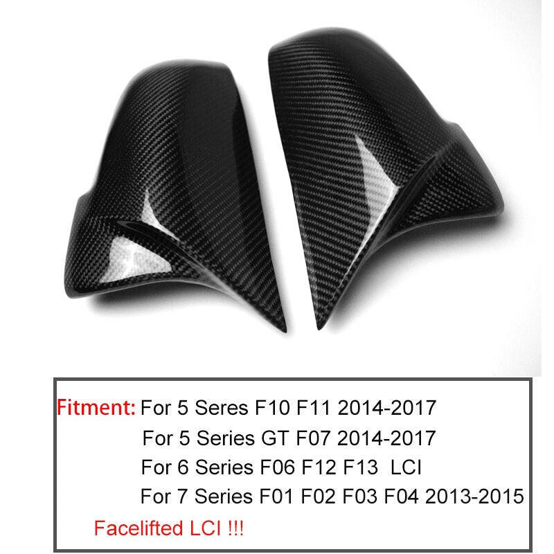 Carbon Fiber Rearview Mirror Cover Caps Replacement For BMW 6 Series F10 F11 F18 F07 F06 F12 F13 F01 F02 F03 F04 Facelifted Lci