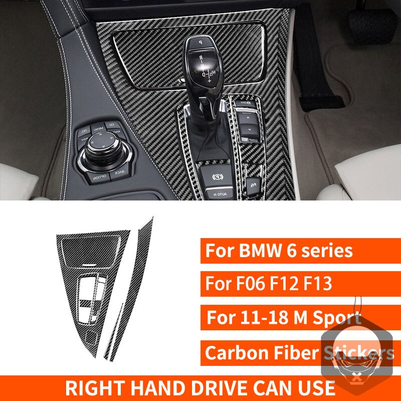 BMW 6 Series F12 F13 F06 2011-2018 Carbon Fiber Interior Overlay Gear Shift Knob Panel Cover Set Car Interior Styling Accessories