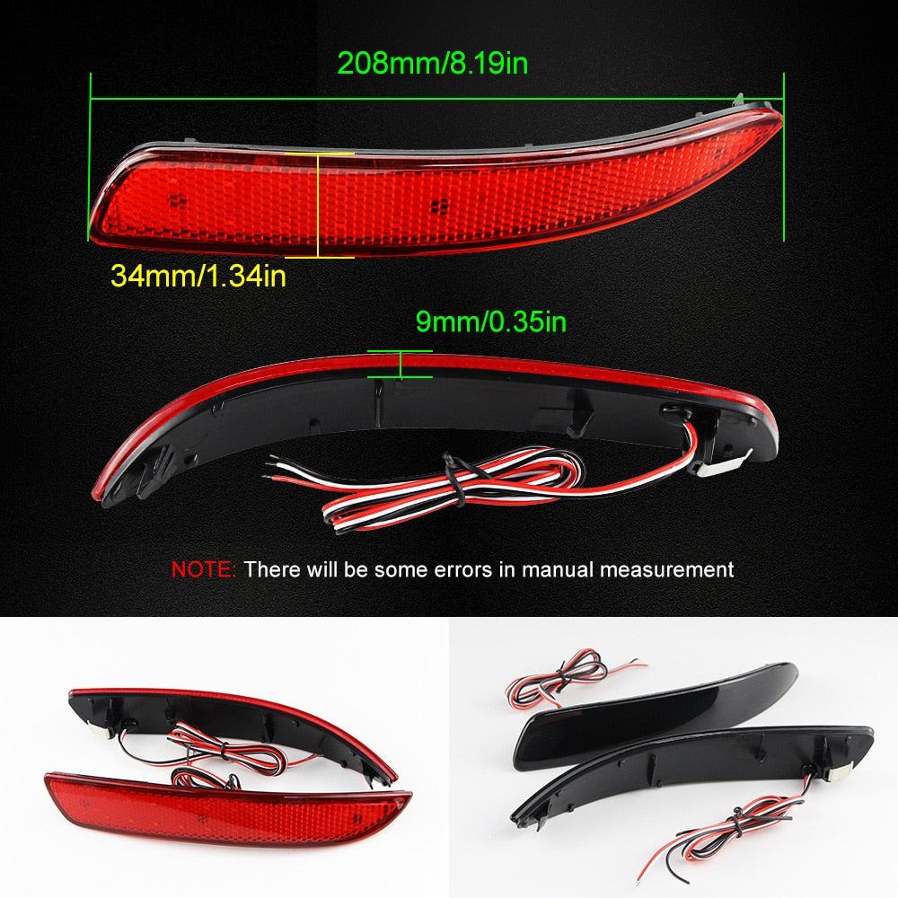 2Pcs Rear Reflector Tail Warning Stop Fog Lamp For 2007-2010 BMW E70 X5 Smoke / RED Lens 48-SMD LED Rear Bumper Brake Lights Lamps