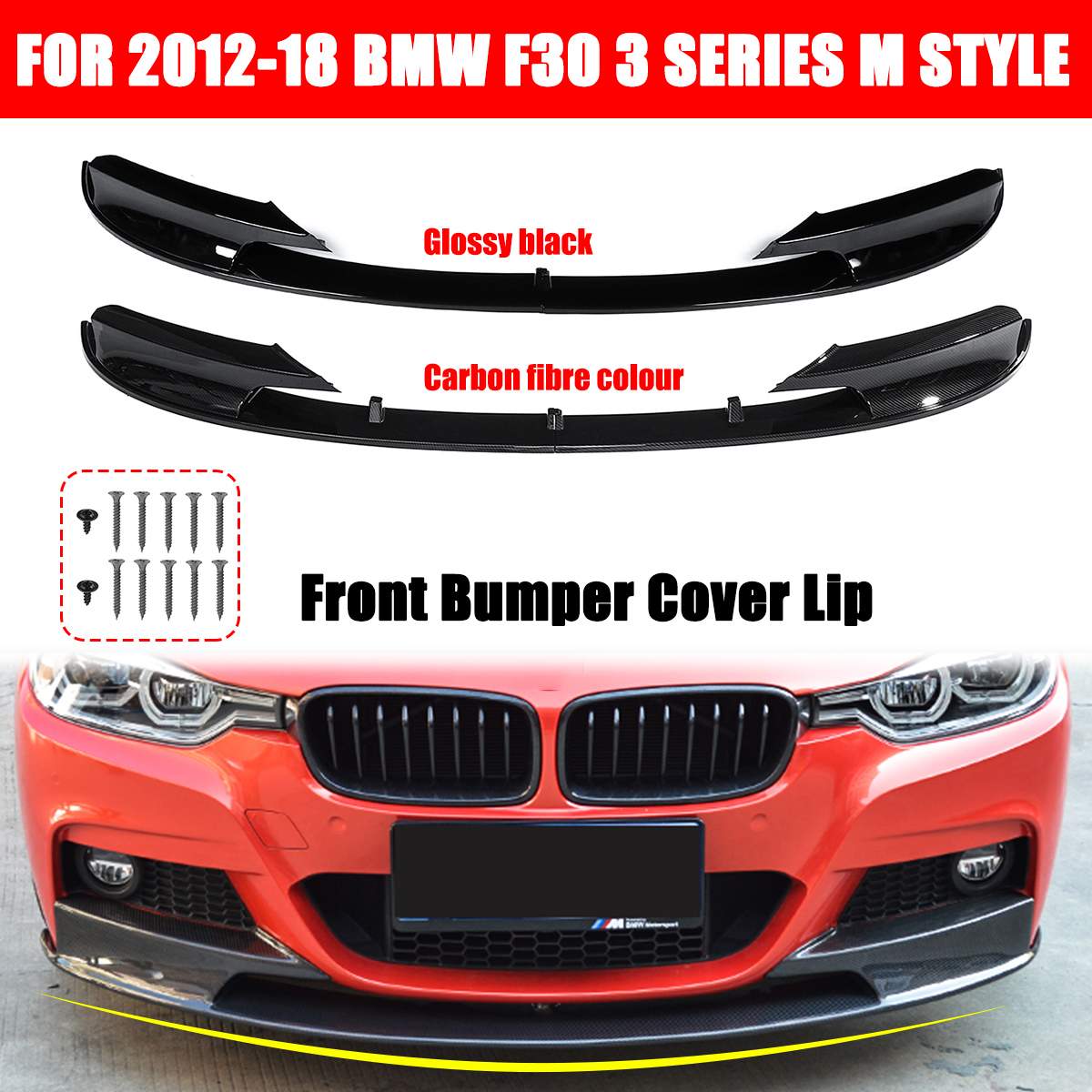 M Style F30 Car Front Bumper Lip for BMW F30 3 Series 2012-2018 Front Bumper Lip Splitter