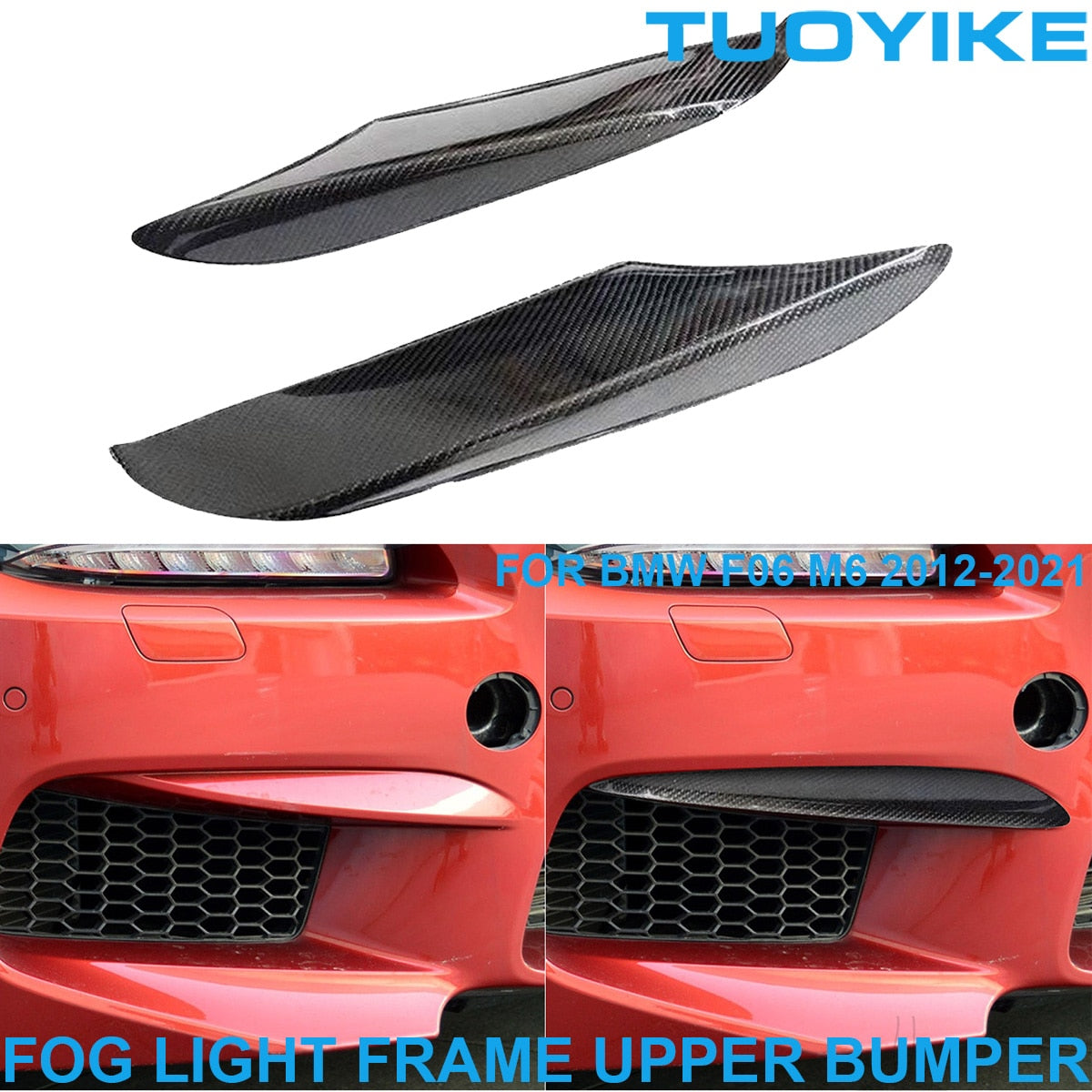 Real Carbon Fiber Fog Light Frame Upper Bumper Fender Splitter Cover Trim Decoration Panel For BMW F06 M6 2012-2021