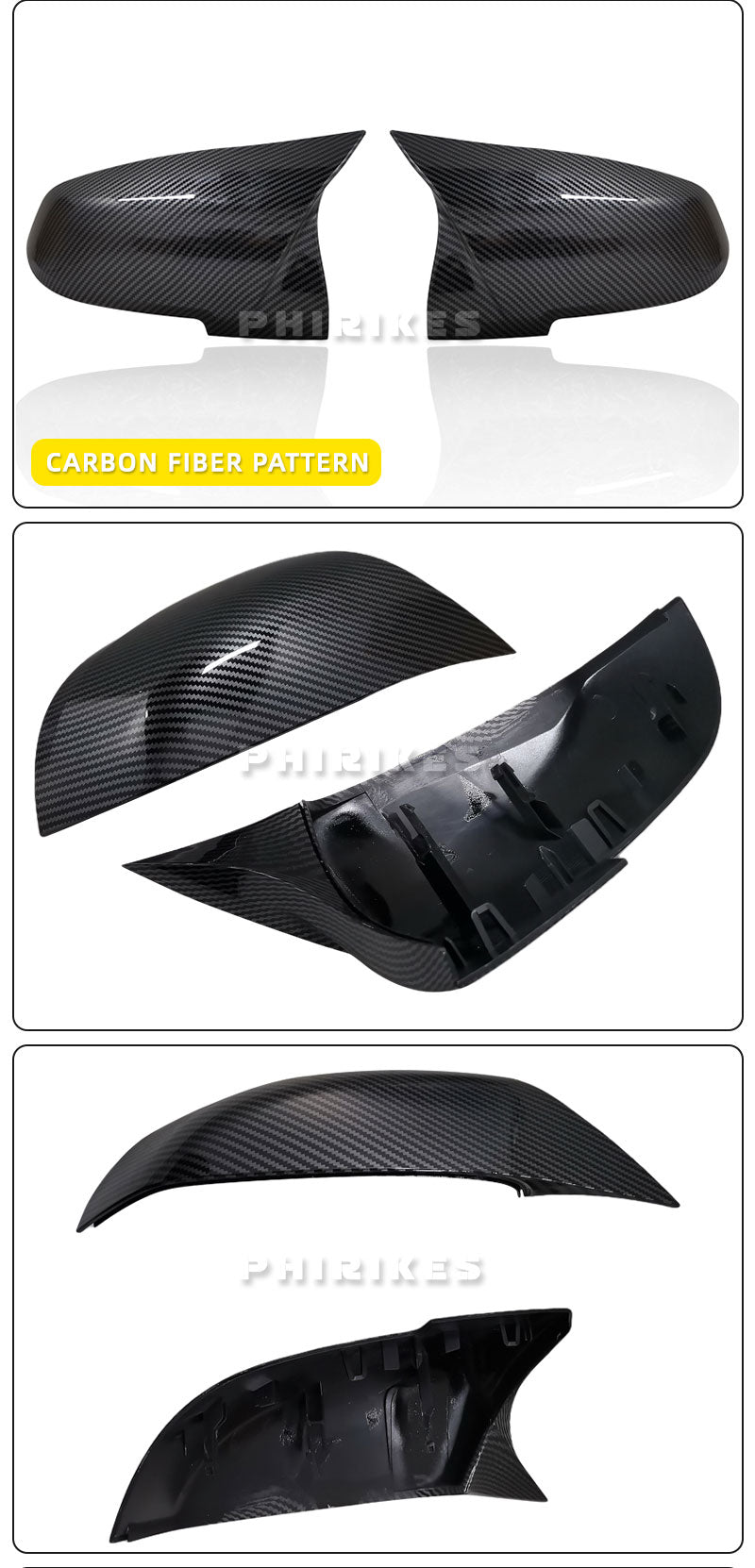 M-Style Winged Mirror Cover Carbon Fiber Pattern BMW F3x 3/4 Series