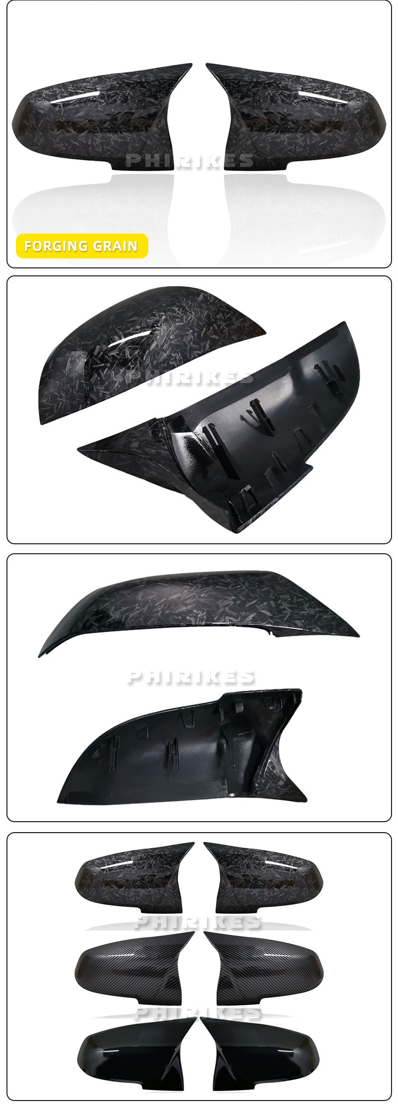 M-Style Winged Mirror Cover Carbon Fiber Pattern BMW F3x 3/4 Series