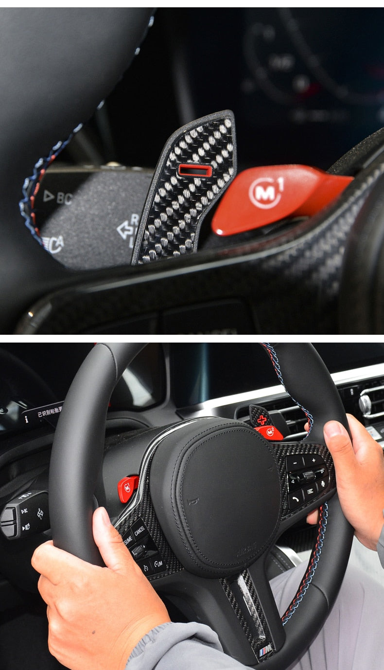 G80 M3 Style Carbon Fiber Paddle Shifter For BMW F30 F31 F32 F10 F06 F12 F13 F15 F16 G30 G20 Steering Wheel