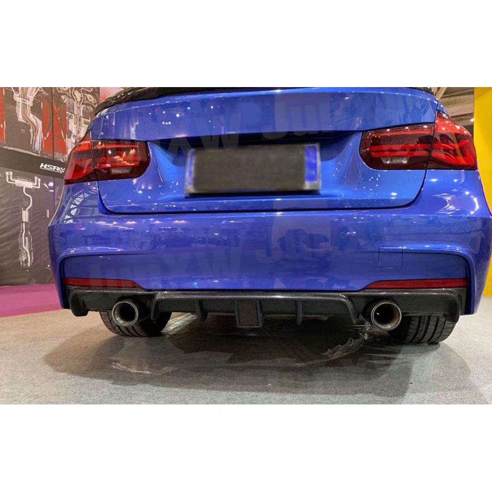 Carbon Fiber Rear Bumper Exhaust Diffuser Lip With LED Light For BMW 3 Series F30 M Sport Sedan 2012-2018 FRP bumper lip