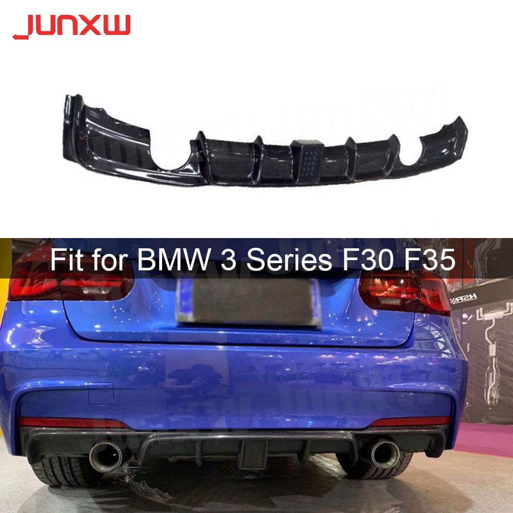 Carbon Fiber Rear Bumper Exhaust Diffuser Lip With LED Light For BMW 3 Series F30 M Sport Sedan 2012-2018 FRP bumper lip