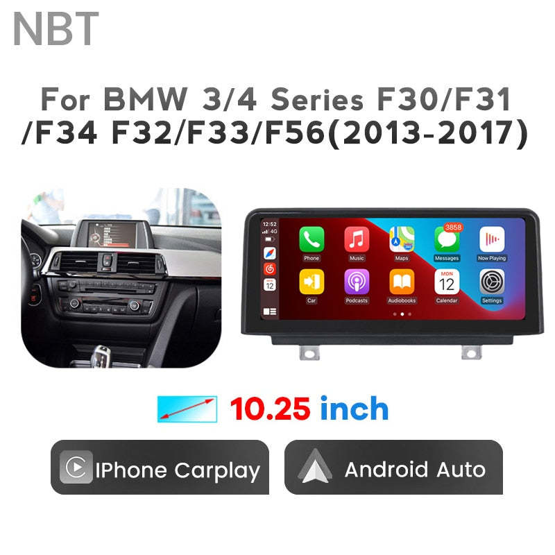 Touch Screen Wireless Apple CarPlay Android Auto Car Multimedia For BMW 3/4 Series